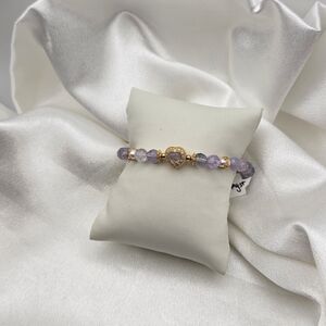Handmade By Neve Jewelry Gold Over Sterling Silver Lavender Heart Bracelet